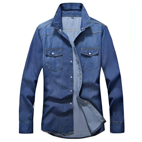 Men's Slim Fit Denim Long Sleeve DressShirt - Which Mark