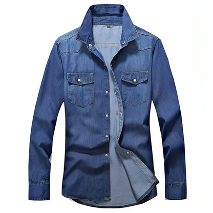 Men's Slim Fit Denim Long Sleeve DressShirt - Which Mark