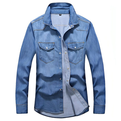 Men's Slim Fit Denim Long Sleeve DressShirt - Which Mark