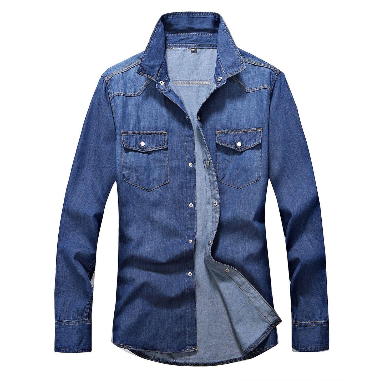 Men's Slim Fit Denim Long Sleeve DressShirt - Which Mark