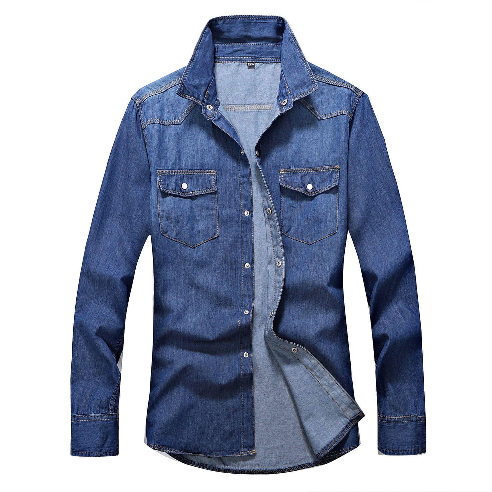 Men's Slim Fit Denim Long Sleeve DressShirt - Which Mark