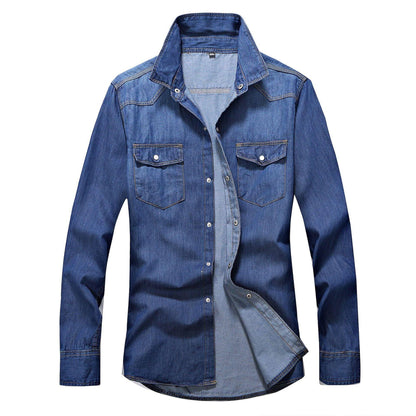 Men's Slim Fit Denim Long Sleeve DressShirt - Which Mark