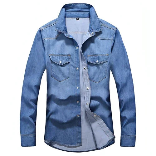 Men's Slim Fit Denim Long Sleeve DressShirt - Which Mark