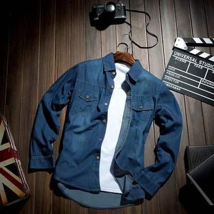 Long Sleeve Denim DressShirt Jacket Slim Style Men's Thin - Which Mark