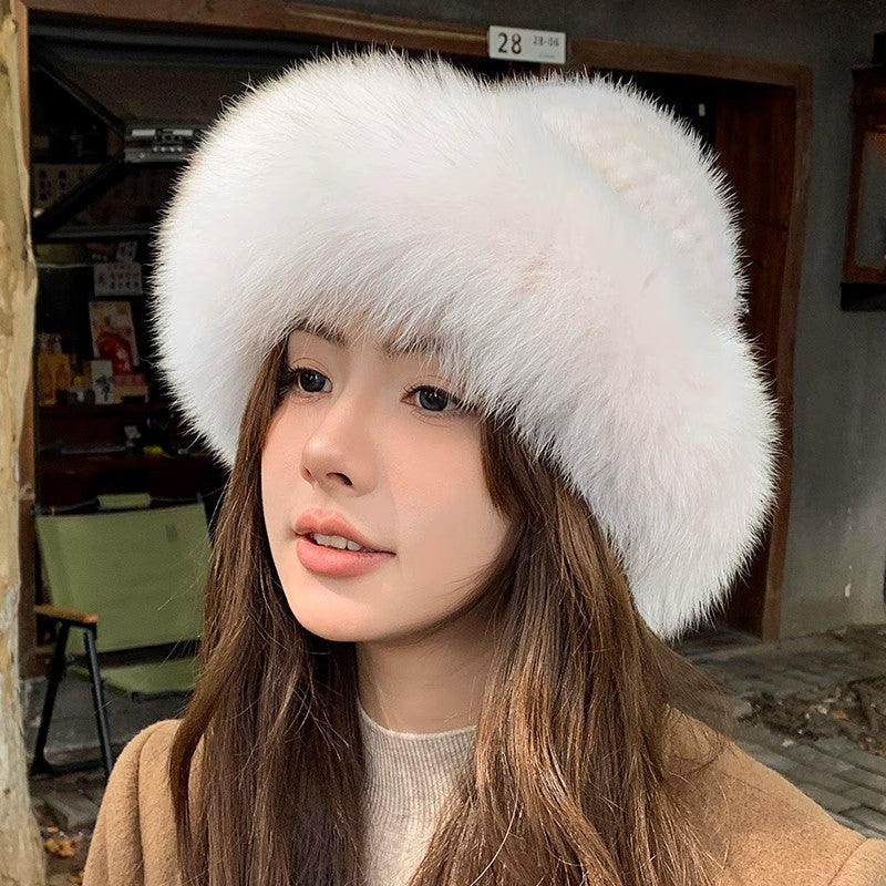 Mink fur hat women autumn winter fox fur bucket hat - Which Mark