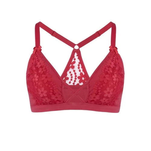 Passion Red - Lace Organic Cotton & Silk Bralette - Which Mark