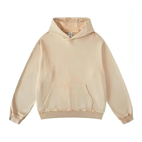 Thickened Washed Old Gradient Solid Color Batik Hooded Sweater For Men - Which Mark