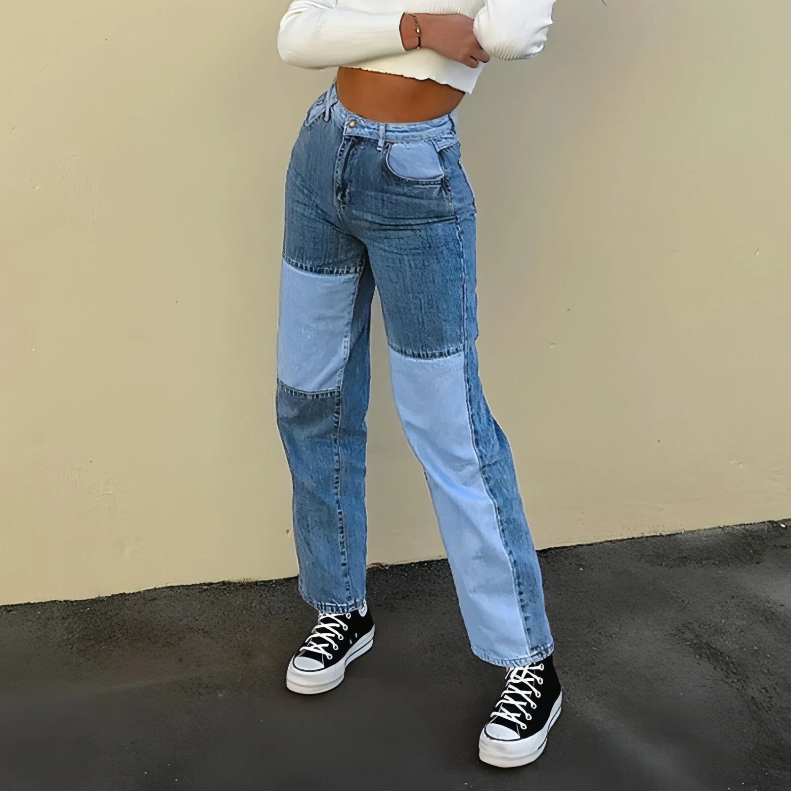 DenimDare™ Stitching High-rise Straight-leg Jeans Women - Which Mark