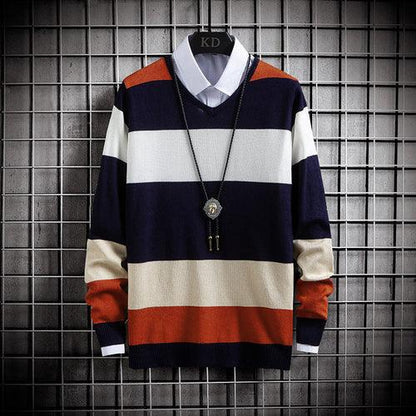 New Thin Color-Blocking Round Neck Men's Casual Sweater - Which Mark