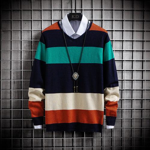 New Thin Color-Blocking Round Neck Men's Casual Sweater - Which Mark