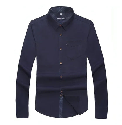 Solid Color Men's Military Dress Shirt Style Slim Fit - Which Mark