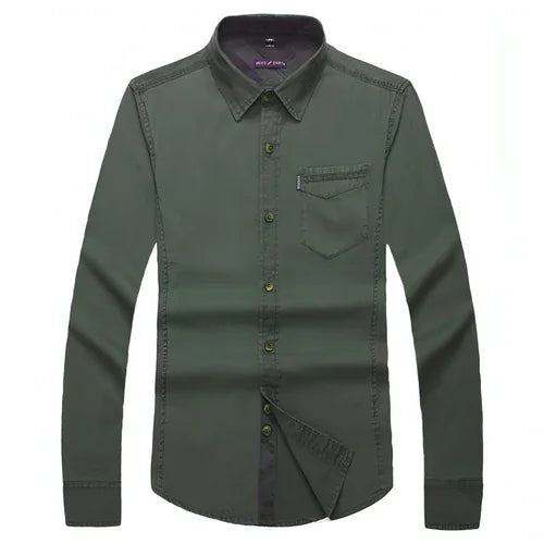 Solid Color Men's Military Dress Shirt Style Slim Fit - Which Mark