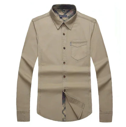 Solid Color Men's Military Dress Shirt Style Slim Fit - Which Mark