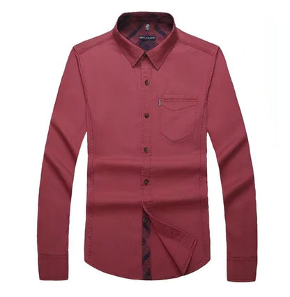 Solid Color Men's Military Dress Shirt Style Slim Fit - Which Mark