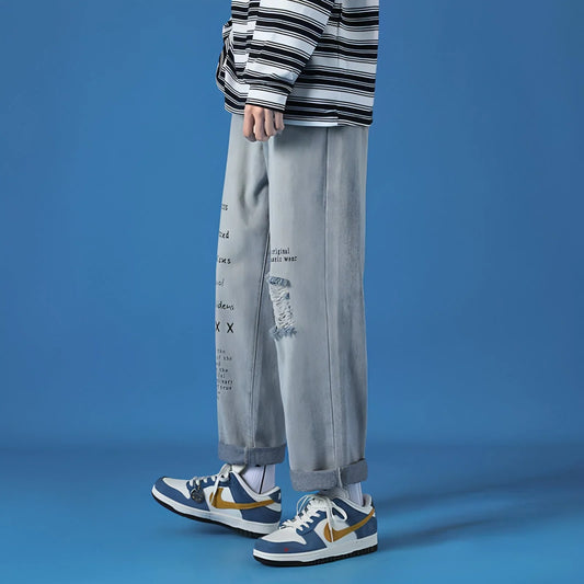 Spring Casual Jeans Men Washed Loose - Which Mark