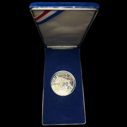 50th Anniversary Pearl Harbor Commemorative 1oz Silver Coin w/Box and - Which Mark