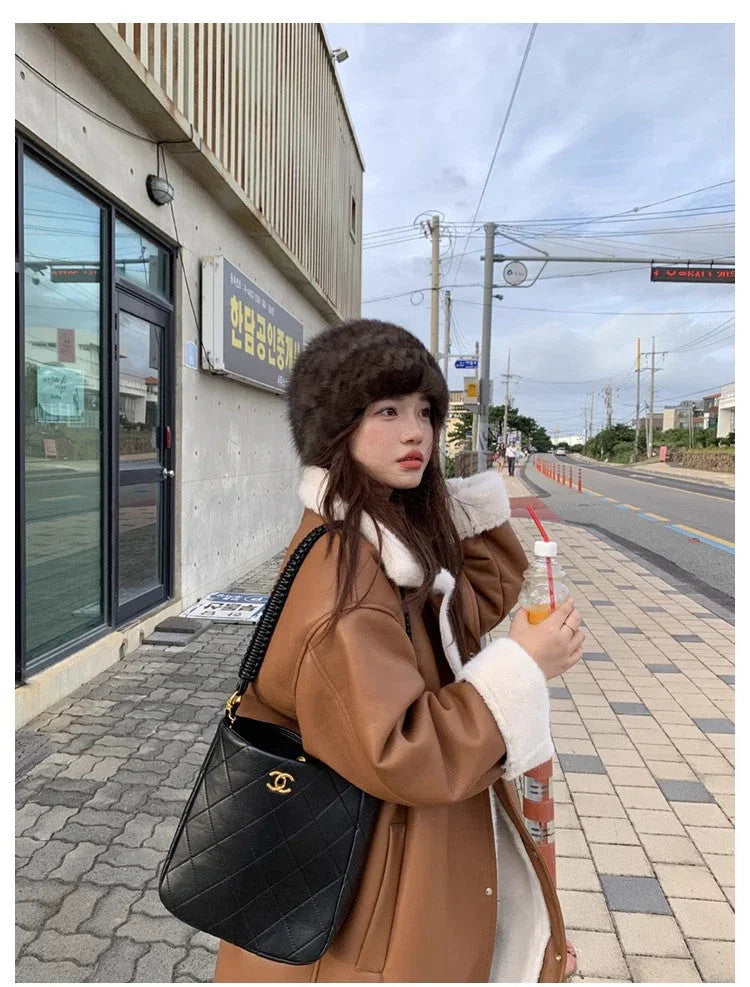 Mink Fur Knit Fur Hat with Elastic Headband and Ear Protection for - Which Mark