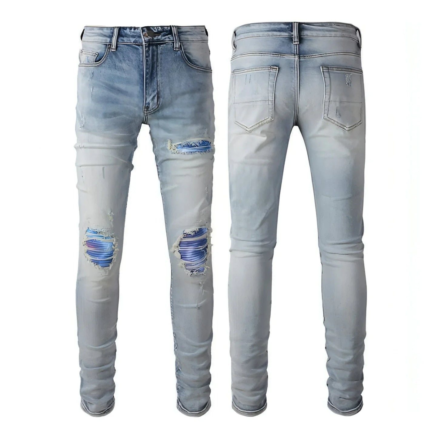 Slim Elastic Hole Skinny Pencil Trousers Jeans Men - Which Mark