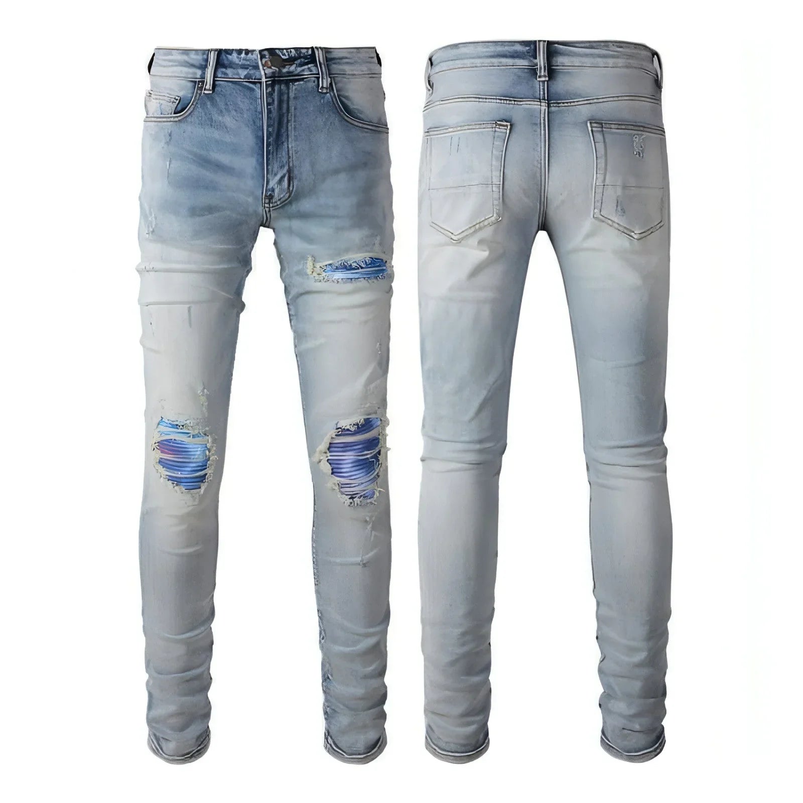 Slim Elastic Hole Skinny Pencil Trousers Jeans Men - Which Mark