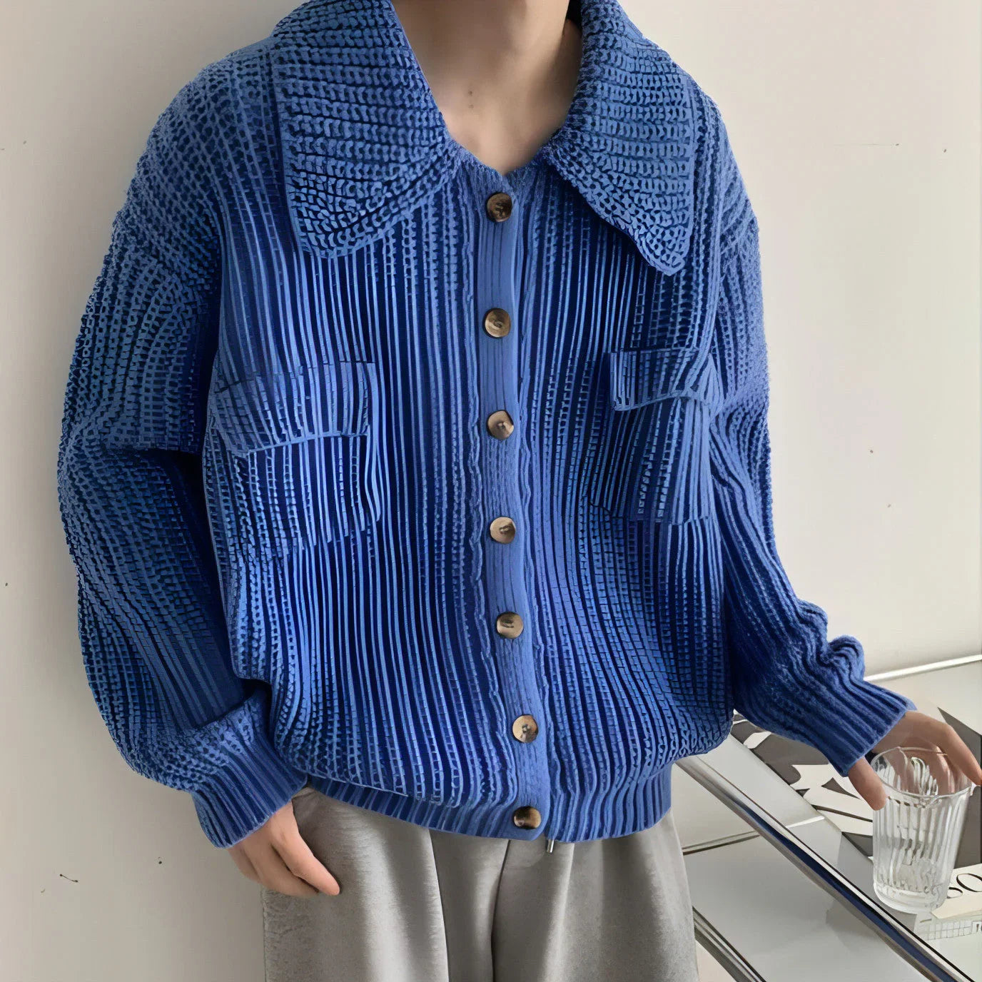 Winter Lapel Sweater Single-breasted Men's Loose Cardigan - Which Mark