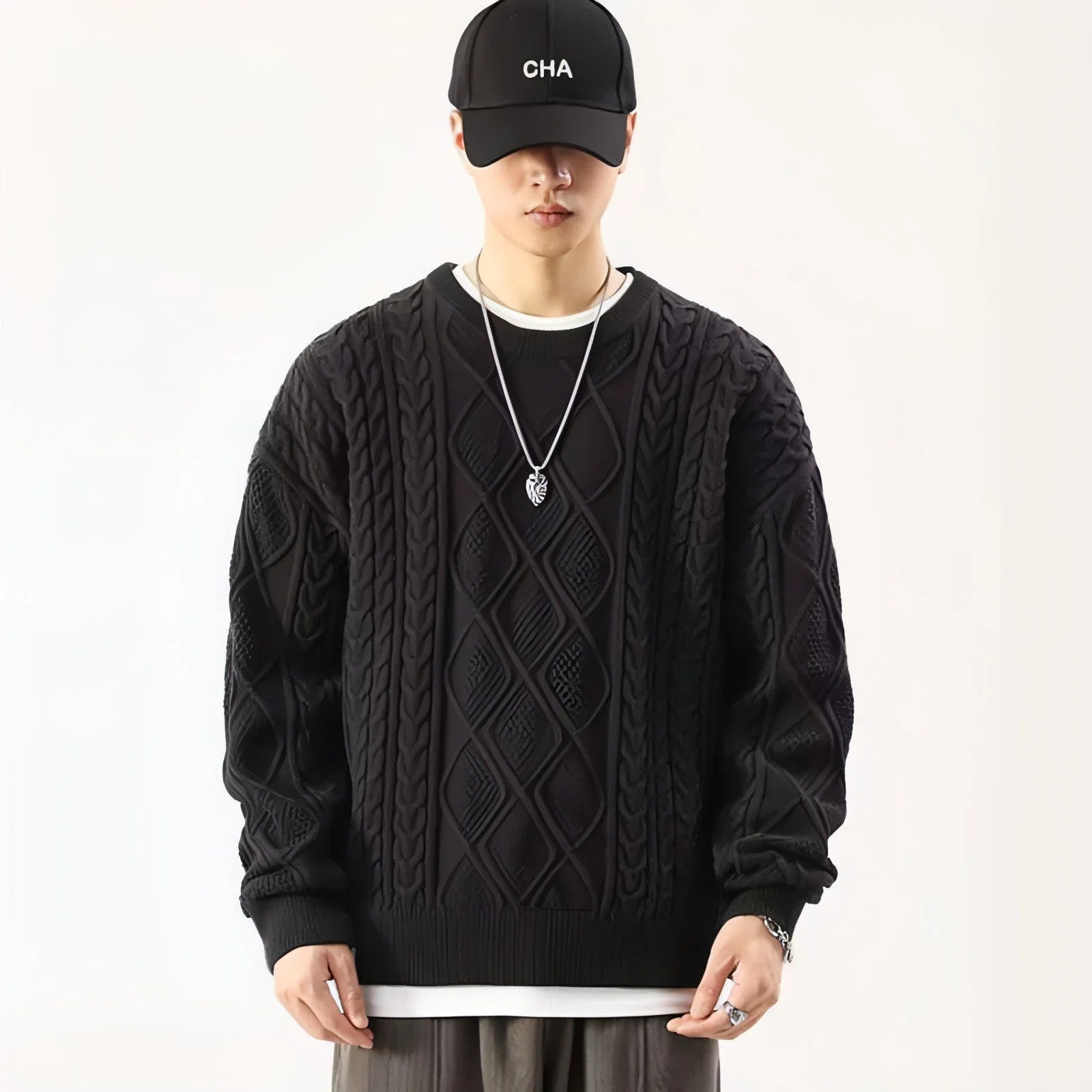 Round Neck Sweater Men's Loose Sweater Tokyo Flair - Which Mark
