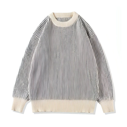 Round Neck Striped Sweater For Men - Which Mark