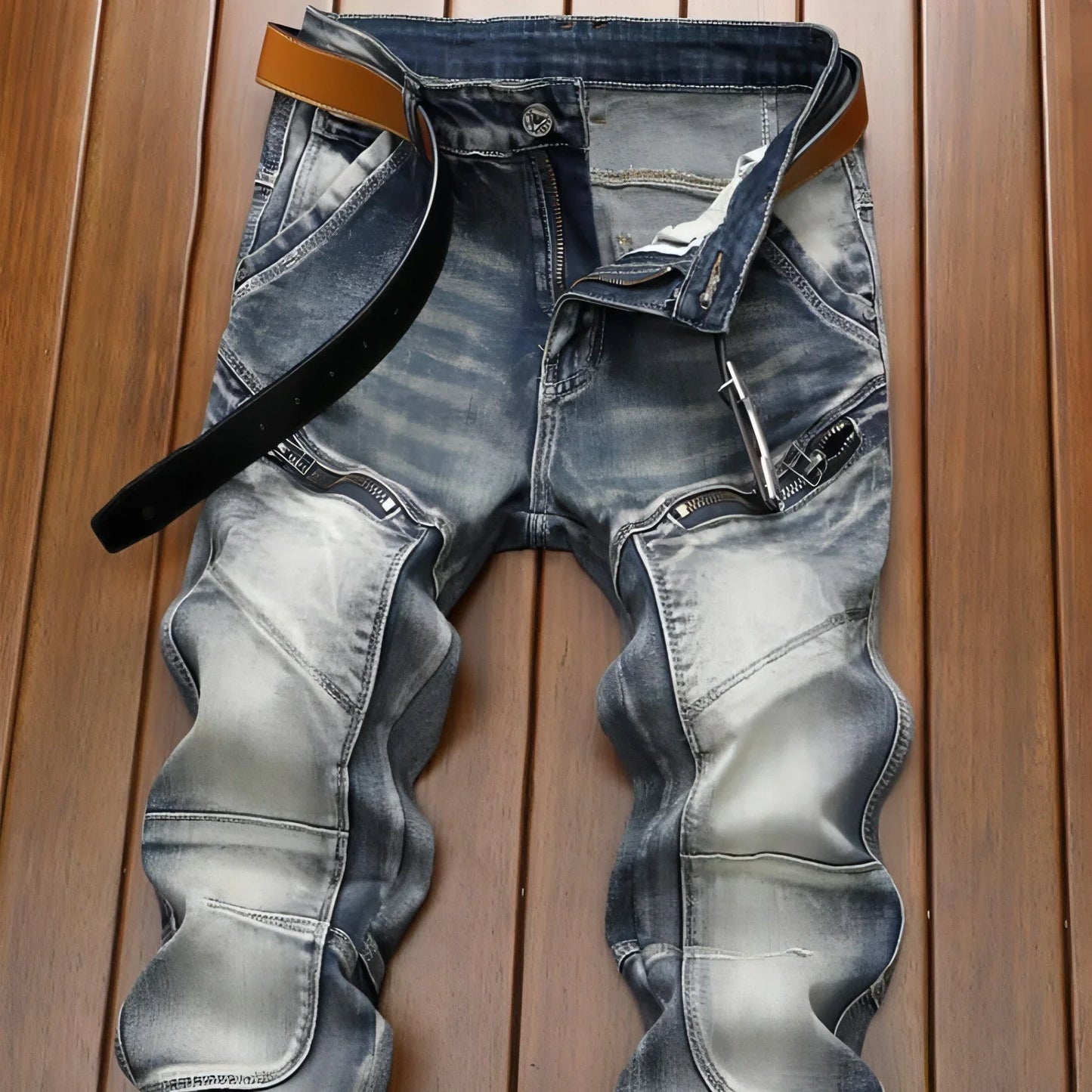 Retro Straight Motorcycle Motorcycle Pants Men Jeans - Which Mark