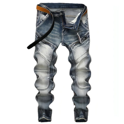 Retro Straight Motorcycle Motorcycle Pants Men Jeans - Which Mark