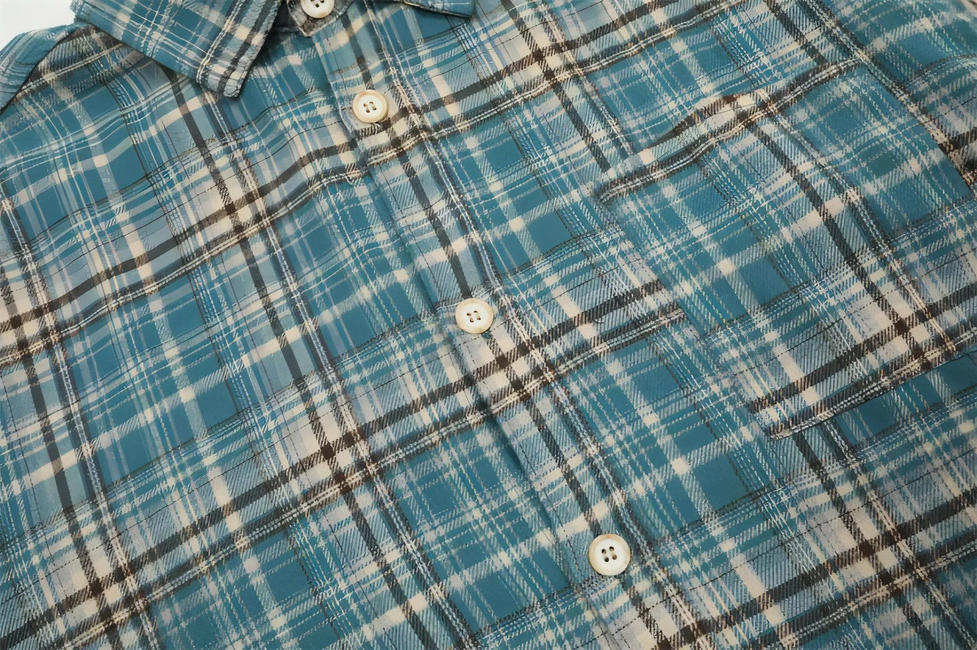 Plaid Long Sleeve DressShirt Casual Polo Collar Raw Edge Men - Which Mark