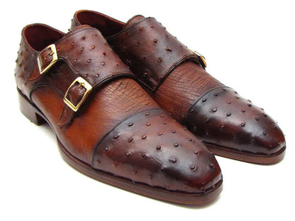 Paul Parkman Brown & Tobacco Genuine Ostrich Double Monkstraps - Which Mark