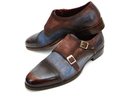 Paul Parkman Captoe Double Monkstrap Antique Blue & Brown Suede - Which Mark