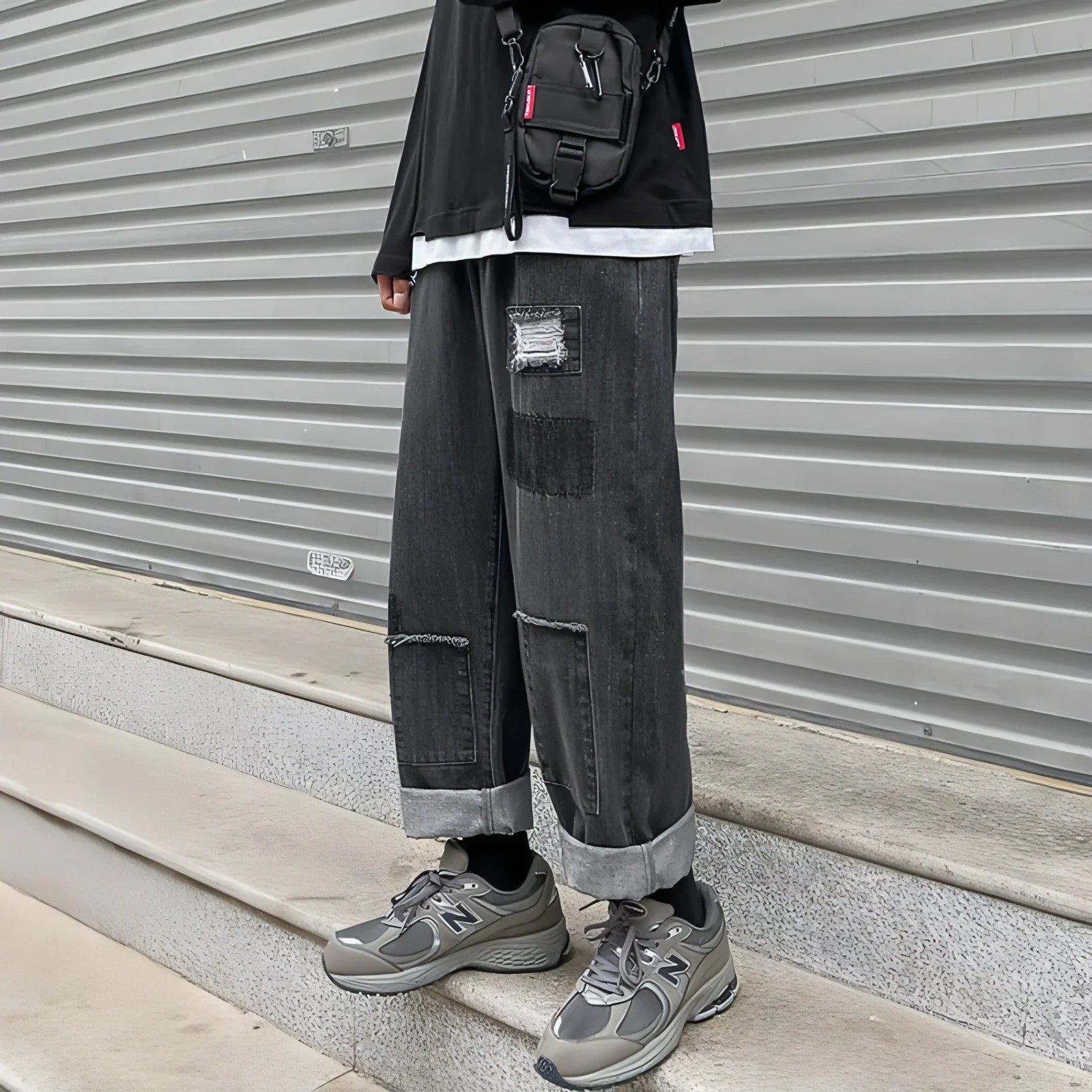 DenimDare™ Trousers Ripped Jeans Men Loose Straight Leg - Which Mark