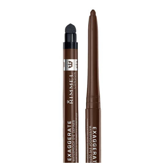 Rimmel London - Exaggerate Waterproof Eye Definer, built-in smudger & sharpener, creamy matte finish, Up to 10H, long-lasting, 100% Cruelty-Free, Rich Brown - 212 (Uncarded) - Which Mark
