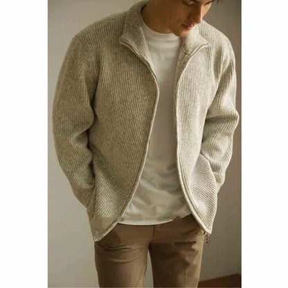 Knitted Zipper Jacket Loose Casual Turtleneck Men's Sweater - Which Mark