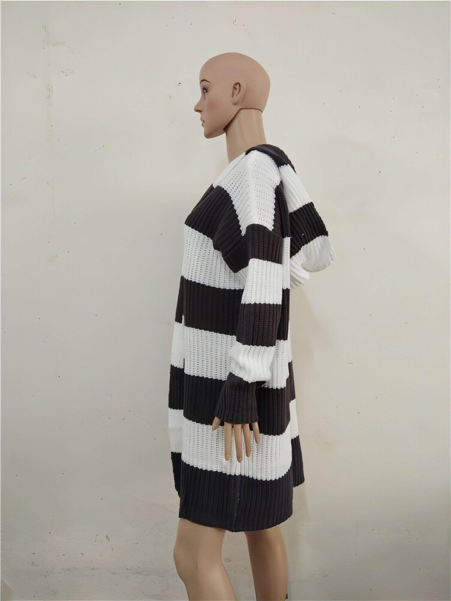 Mid-color Hooded Mid-length Cardigan Jacket Women Sweater - Which Mark