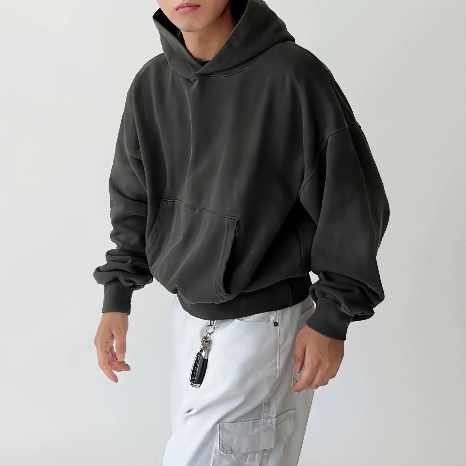 New Casual All-matching Hooded Loose Sweater Men's Retro Style Jacket - Which Mark