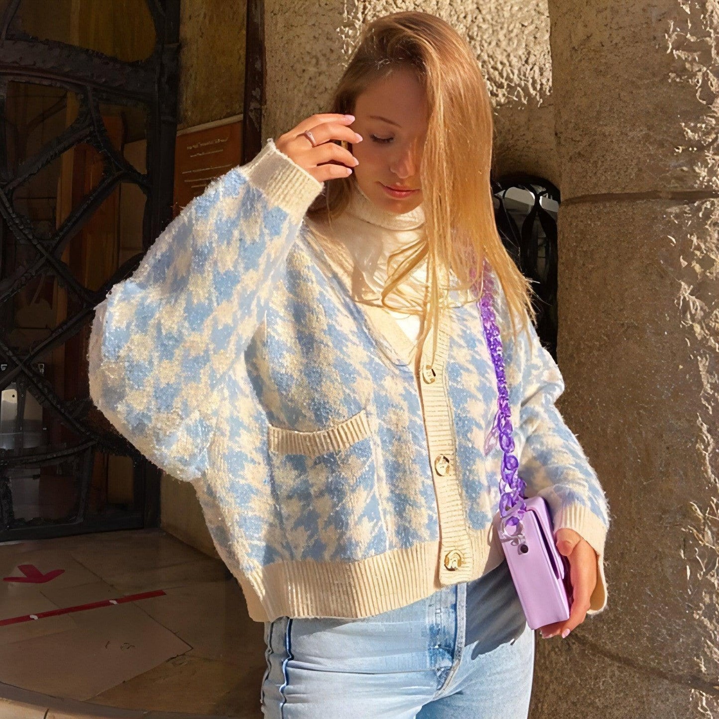 Cardigan V-neck Knitted Sweater Women Casual Top - Which Mark
