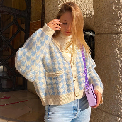 Cardigan V-neck Knitted Sweater Women Casual Top - Which Mark