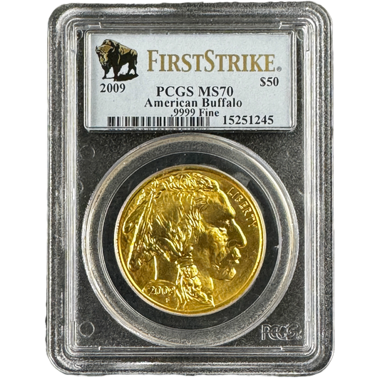 1 oz Gold AMERICAN BUFFALO Coin PCGS MS70 First Strike 2009 - Which Mark