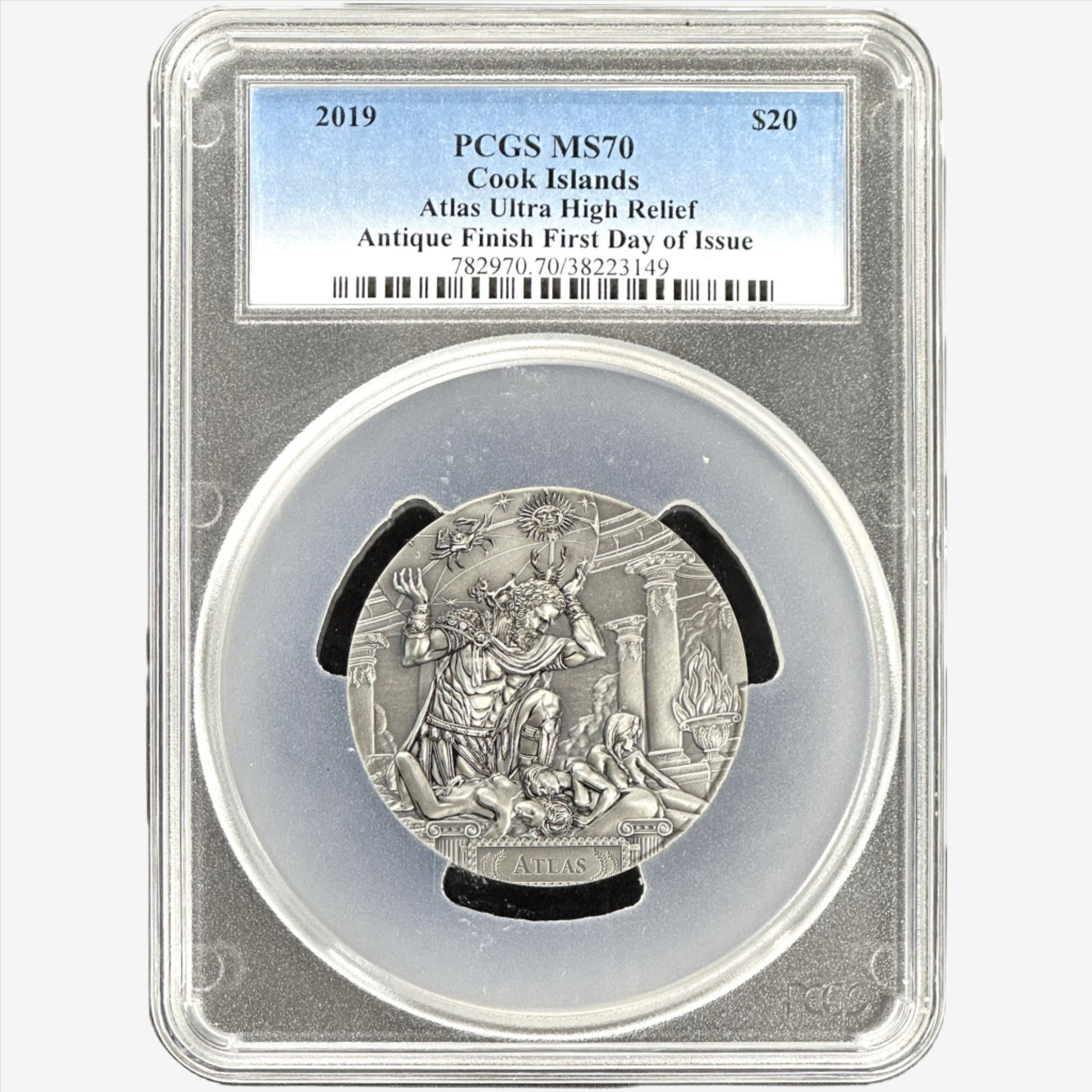 3 oz Silver ATLAS Gods of the World Coin MS70 2019 Cook Islands - Which Mark