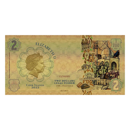 2022 Cook Islands RESTITUTION Threads of Light 24k Gold Note - Which Mark