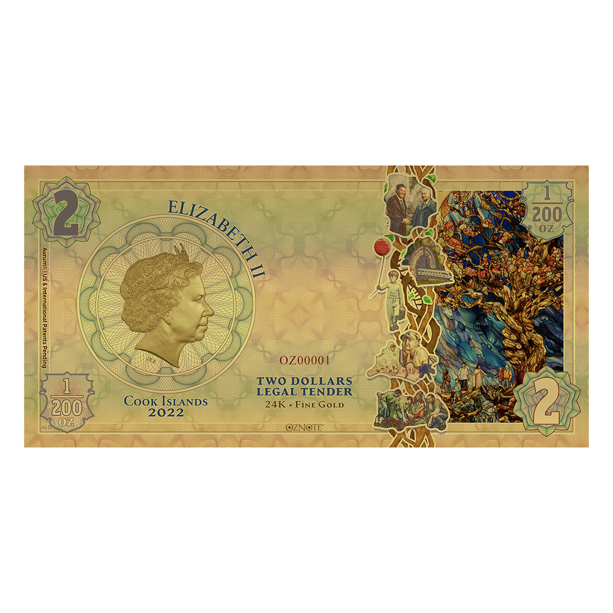 2022 Cook Islands CONNECTION Threads of Light 24k Gold Note - Which Mark