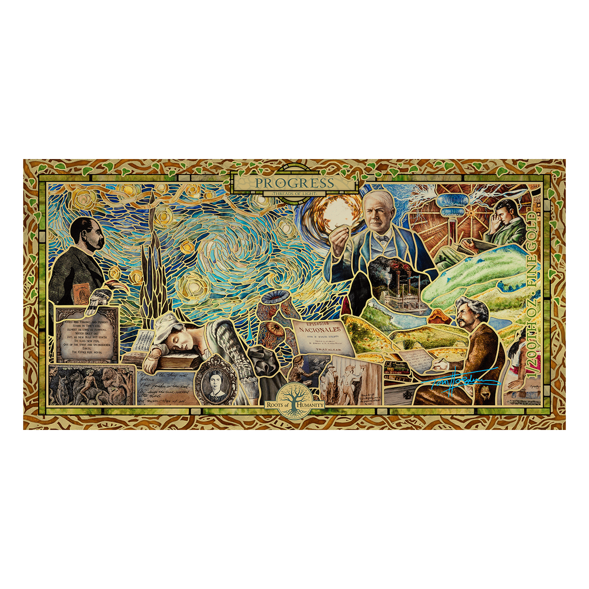 2022 Cook Islands PROGRESS Threads of Light 24k Gold Note - Which Mark