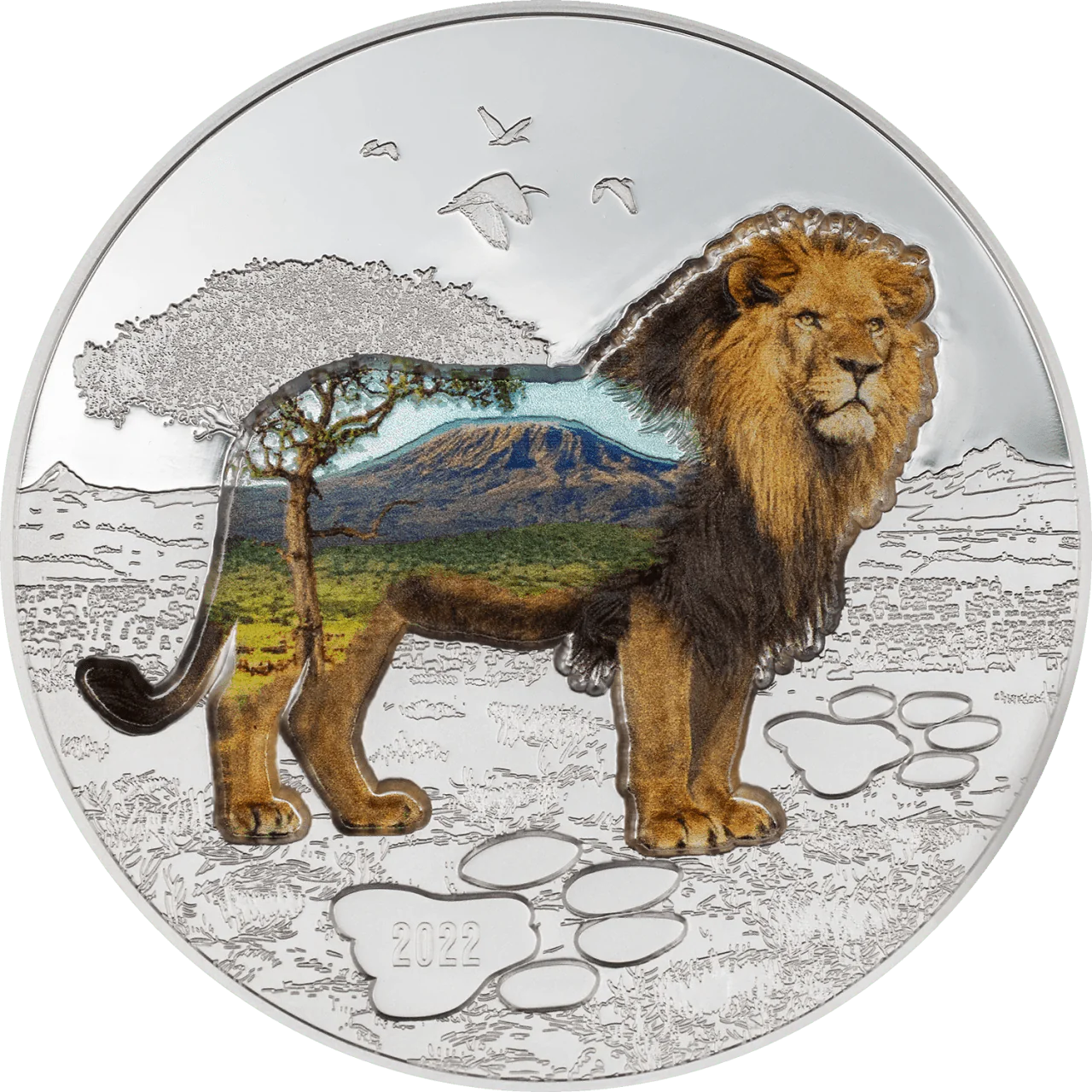 2 oz Silver LION Into the Wild Coin 2022 Mongolia - Which Mark