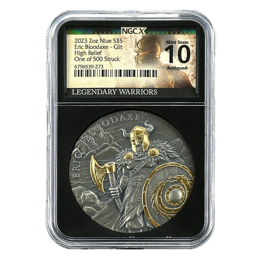 2 oz Silver ERIC BLOODAXE Legendary Warriors Coin NGCX10 2023 Niue - Which Mark