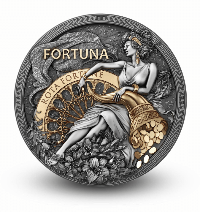 2 oz Silver FORTUNA Gilt Coin MS70 2023 NIue - Which Mark