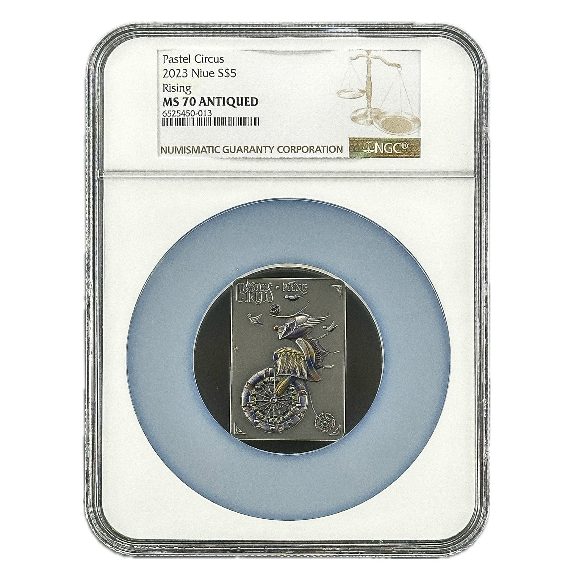 2 oz Silver RISING Pastel Circus Coin MS70 2023 Niue - Which Mark