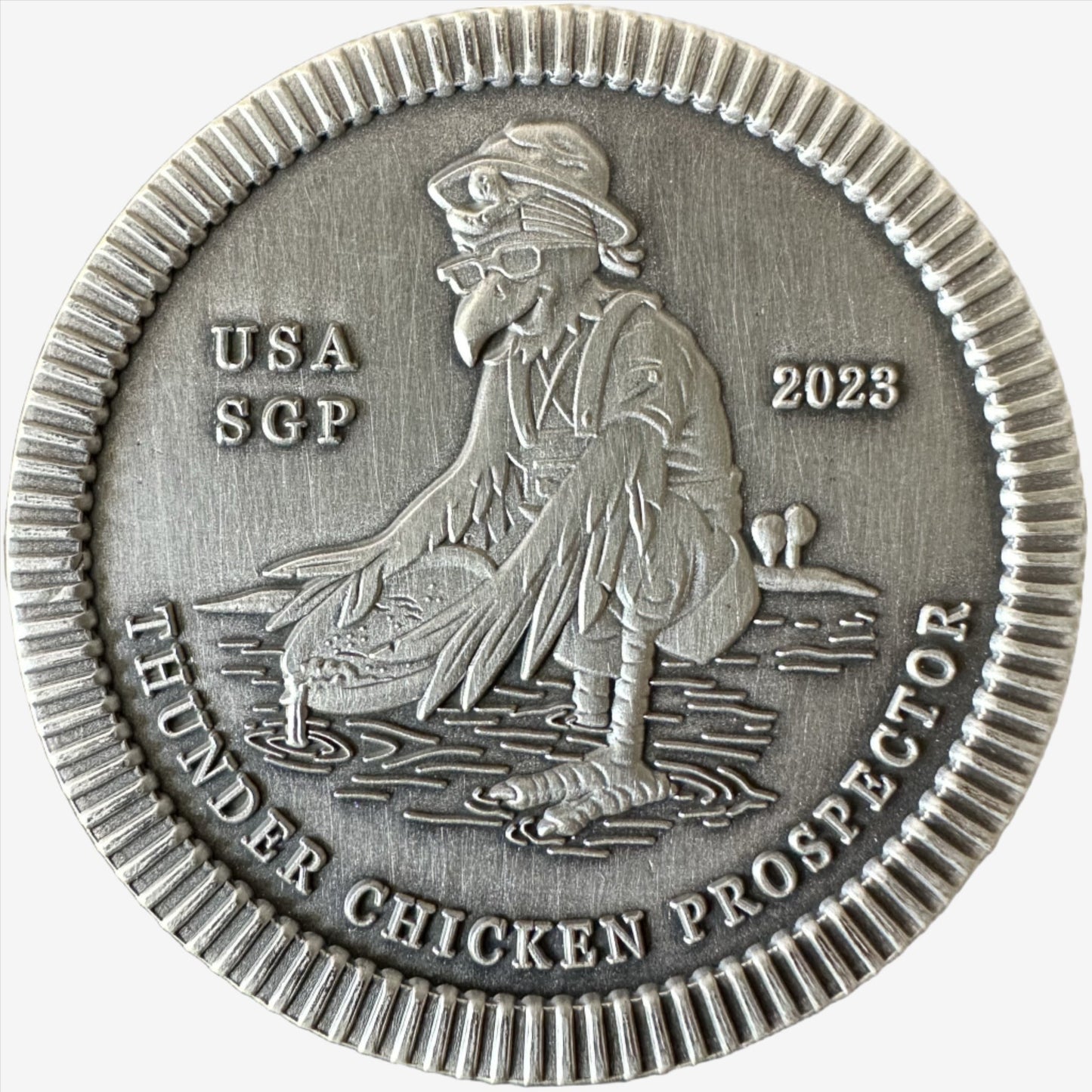 2 oz Silver THUNDER CHICKEN PROSPECTOR Stacker Round - Which Mark