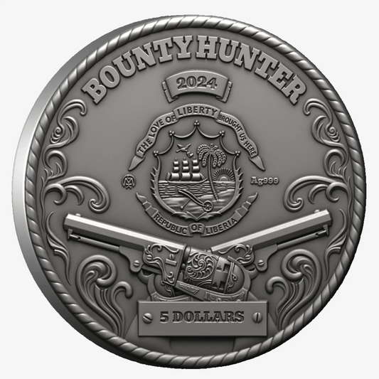 2 oz Silver DJANGO BOUNTY HUNTER Coin 2024 Liberia - Which Mark