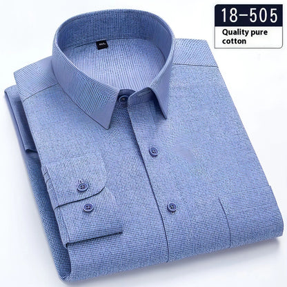 Men's Long Sleeve Solid Color Pocket Light Business DressShirt - Which Mark